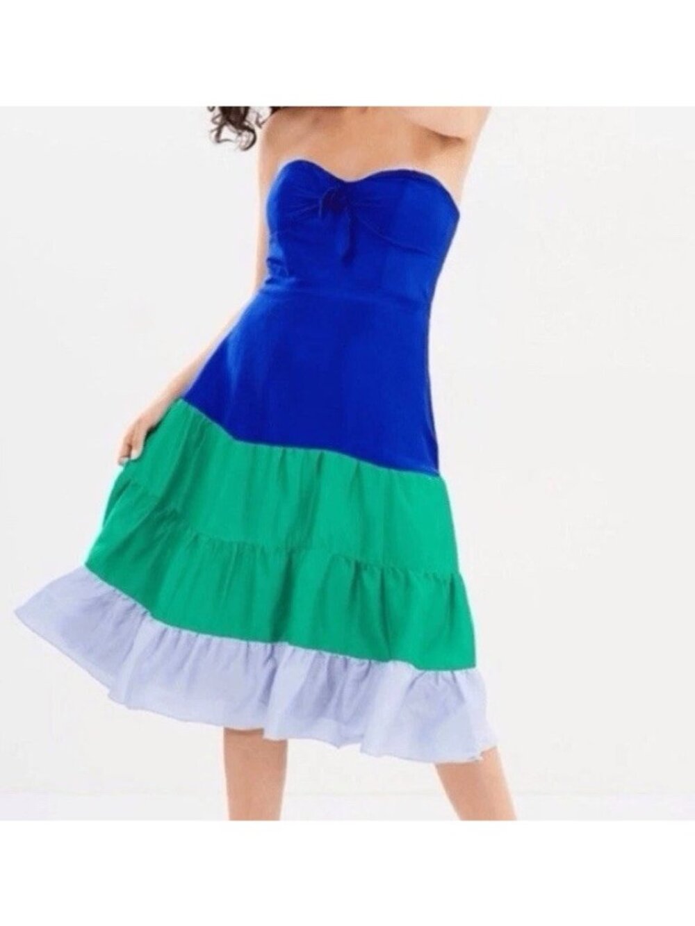J Crew 100% Silk Shantung Dress Sz 00 Bright Ocean Retail $485 Strapless Blue